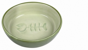Katzen Keramiknapf mit Gräten 0,2 l / ∅ 13 cm grün